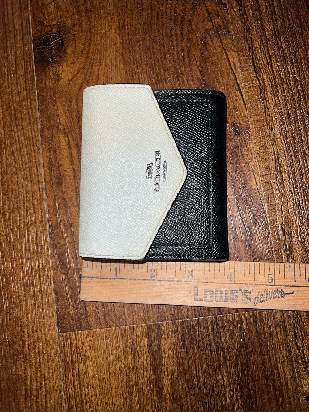 Coach Luxury Colorblock Black White Leather Chic Pink Trifold Wallet Preppy Y2K - Picture 9 of 9